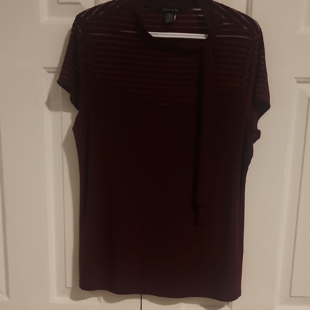 Chic Burgundy Blouse with Stylish Tie Detail